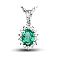 anazoz collier femme or blanc 18 carats mariage Émeraude*0.45ct*vs2 vert diamant*21pcs*0.138ct*si cadeau noël