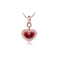 anazoz collier femme mariage or rose 18 carats rubis*0.5ct rouge diamant cadeau noël