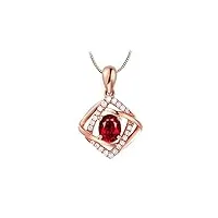 anazoz collier femme mariage or rose 18 carats rubis*0.43ct rouge diamant cadeau noël