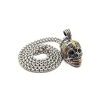 bobijoo jewelry - pendentif homme femme tête de mort biker maya dorée croix acier or argent vert collier + chaîne - n02