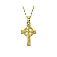 pendentif croix religieuse en or jaune 14 carats avec gravure "dieu est amour" pour femmes et hommes sans chaîne