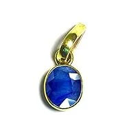 pendentif panchdhatu saphir bleu naturel 55 carats pour astrologie médaillon ovale plaqué or 4 carats