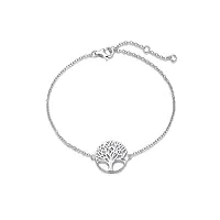 carleen bracelet arbre de vie charm gourmette en argent 925/1000 plaqué or blanc cadeau bijoux pour femmes filles- chaîne longueur 16 + 3 cm