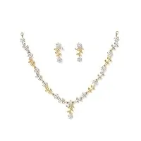 zeneme parure de bijoux avec collier et pendentif en forme de feuille cz pour femme et fille, plaqué or, diamant