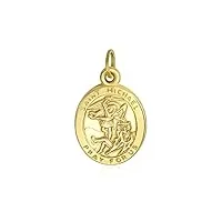 personnalisez le médaillon religieux en métal en or jaune véritable 14 carats de l'archange saint-michel pour la protection, collier pendentif pour hommes et femmes, sans chaîne.