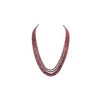 rajasthan gems collier de perles à facettes avec rubis rouge 5 lignes 505 carats.