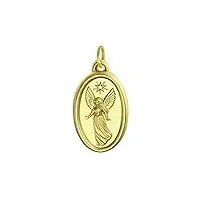 médaille ovale religieuse en or véritable 14 carats pendentif ange gardien pour femmes pour ados sans chaîne