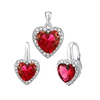 silvego lps0629er – parure de bijoux femme - argent 925/1000 - coeur rouge