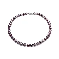 jyx pearl magnifique collier à simple brin de perles de culture d'eau douce rondes violettes de 9 à 11 mm pour femme 45,7 cm