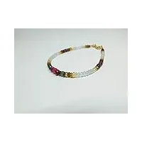 gemswholesale bracelet en tourmaline pastèque, pierres multiples, aigue-marine transparente, bijoux multicolores ombrés en pierre précieuse agate framboise, rubis brut, citrine de 3 mm