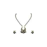 rajasthan gems parure de boucles d'oreilles en argent sterling 925 avec pendentif en émail noir rhodium