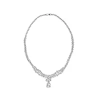 onefeart plaqué platine pendentif collier pour les femmes filles poire zircone brillant de mariée collier mariage elegant bijoux 44cm or blanc