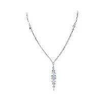 onefeart plaqué platine pendentif collier pour les femmes filles rond zircone gland conception engagement collier bijoux fantaisie 42cm or blanc