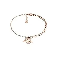 emporio armani bracelet pour femmes, longueur : 160mm +/- 20mm ; taille des lettres : 8x6x1mm ; taille des breloques : 8x8x2mm bracelet en argent sterling et or rose, eg3385221