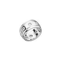bague en argent massif avec zircone cubique (argent sterling 925) – bague lourde en argent avec 8 pierres de zircone incrustées, argent sterling, zircone cubique