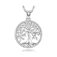 friggem collier en argent sterling 925, pendentif arbre de vie délicat pour femme fille avec boîte-cadeau, chaîne 46cm (arbre à feuilles persistantes)