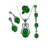 zhibo fine jewelry naturel bague en argent 925 jade medullary boucle d'oreille bracelet parures femmes bijoux fête