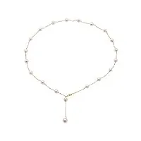 jyx pearl collier de perles d'akoya blanches de 5 à 6,5 mm avec pendentif en perles d'eau de mer - chaîne en or 18 carats - magnifique bijou de mariage - 45,7 cm, perle, perle