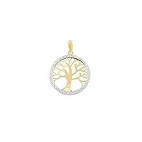 pendentif arbre de la vie or bicolore 9 carats - coffret cadeau - certificat de garantie - mondepetit