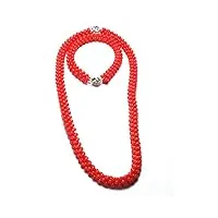 yigedan parure de bijoux pour femme avec collier et bracelet en argent 925 et corail rouge naturel de 3 mm