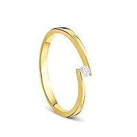 orovi bague de fiançailles en or jaune 9 carats (375) brillant 0,05 carat avec diamants fait main en italie, doré