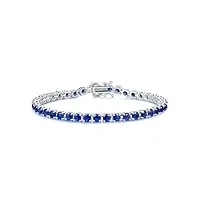 bracelet femme en argent 925 avec bleu saphire mariage romantique bracelet de tennis de mariée cadeau bijoux pour femmes filles - largeur 4 mm, longueur 17.5 cm