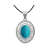 mantraroma collier argent 925 sterling turquoise pendentif chaîne véritable argent femme (no.: mah-131-15)