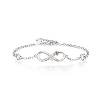 blinggem bracelet pour femme en or blanc plaqué argent 925/1000 bracelet fille or rose roses infini gourmette femme bijoux