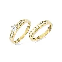 tata gisèle double bague anneau alliance en plaqué or et oxyde de zirconium - sachet cadeau velours offert (50)