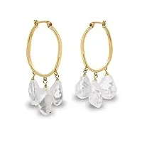 boucles d'oreilles perles femmes de culture d'eau douce - trois keshi perles baroques 9,00-10,00 mm et 11-12 mm de secret & you - argent sterling 925 revêtu d'or 18 carats