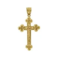 pendentif religieux unisexe en forme de croix texturée en or jaune 10 carats 58,5 x 29,5 mm