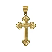 pendentif religieux unisexe en or jaune 10 carats avec croix étincelante – mesure 64,8 x 33,30 mm de large – qualité supérieure à l'or 9 carats