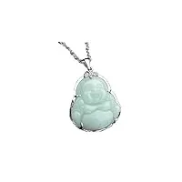 zhibo collier avec pendentif bouddha en jade naturel pour femme maitreya