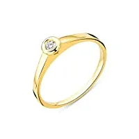 miore bague femme bague de fiançailles solitaire avec diamant 0.05 ct en or jaune 9 carat / 375 or, bijoux