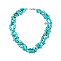 coolsteelandbeyond fait main deux rangs irrégulier turquoise perle chaîne bavoir choker statement collier pendentif, classique