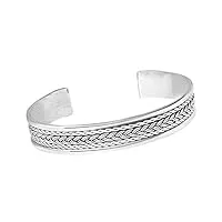 treasurebay bracelet tressé en argent sterling 925 massif réglable pour homme et femme, taille unique, argent sterling