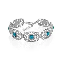 lilly marie lillymarie femme bracelet argent sterling 925 pierre turquoise turquoise longueur réglable étui en bois de haute qualité petits cadeaux