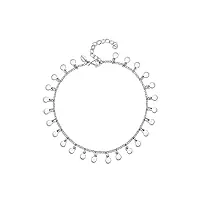 amberta bracelet de cheville avec breloques pour femme en argent sterling 925/1000: pièces - 22 + 4 cm