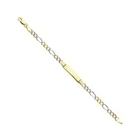 bracelet maille figaro 3 plus en or jaune 14 carats et or rose 4 mm pour garçons et filles