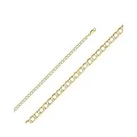 bracelet gourmette en or 14 carats avec chaîne en rhodium serti de rhodium 4,2 mm - cadeau pour femme - 20 cm, métal