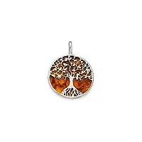 nature d'ambre - pendentif rond arbre de vie en ambre et argent 925/1000 rhodié (31610555)