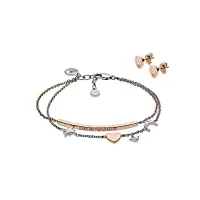 emporio armani coffret cadeau emporio armani boucles d’oreilles et bracelet en argent 925, bicolore