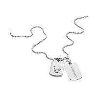 diesel collier pour hommes, double dogtags, longueur : 65cm+5cm collier en acier inoxydable argenté, dx1210040