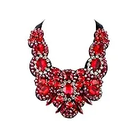 ever faith collier spécial femme bijou style fastueux délicat ruban ajustable exotique cristal strass ton noir rouge