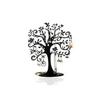 support en forme d'arbre de vie avec 77 petits trous pour suspendre des boucles d'oreilles pendantes, métal noir, cadeau pour filles