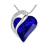 leafael infinity collier coeur d'amour lapris lazuli cobalt bleu sagesse de guérison pierre cristal bijoux cadeaux pour femmes, ton argent, 18 "+2"