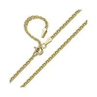 amberta collier en or jaune 9k - sautoir maille palmier 1.2 mm - chaine réglable de 46 à 51 cm