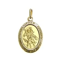 alexander castle pendentif médaille saint christophe en or massif 9 carats – 2,9 g – avec boîte cadeau de présentation de bijoux – pendentif uniquement, or 9 carats