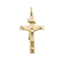 alexander castle pendentif crucifix en or massif 9 carats pour homme et femme – breloque croix avec boîte cadeau – pendentif uniquement – 32 mm x 18 mm, or jaune 9 carats