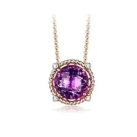 amdxd mariée or rose 18 carats colliers pendentif rond rond amethyste 4.01ct collier mariage oriental
